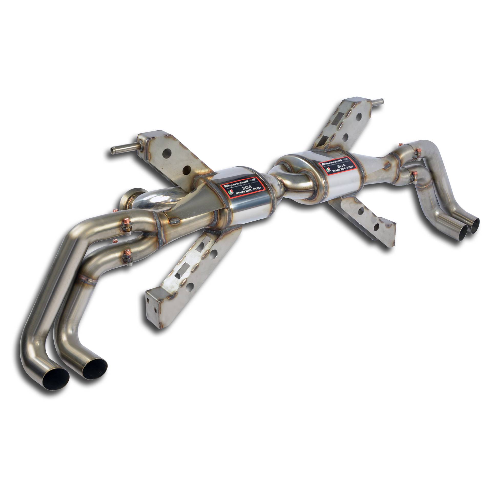 Silencieux arrière Racing Droite - Gauche 4 sorties (remplace deuxième catalyseur - fits to the Stock Sorties) <strong><span style=color:#ea0000;>-19,0 Kg</span></strong>